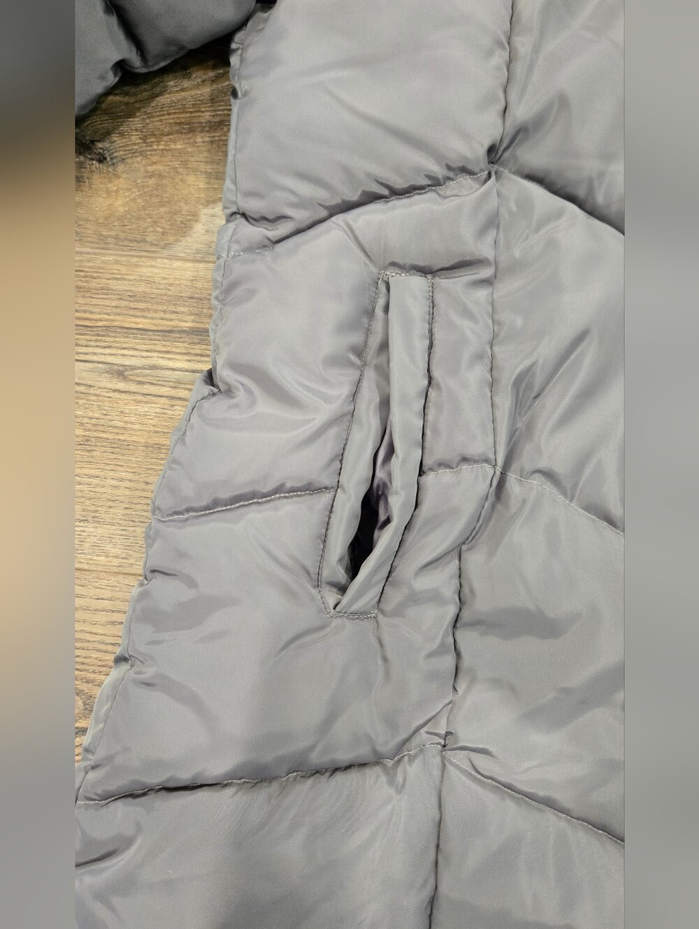 Big Chill | Gray Long Hooded Puffer Coat Size Large - Picture 5 of 13